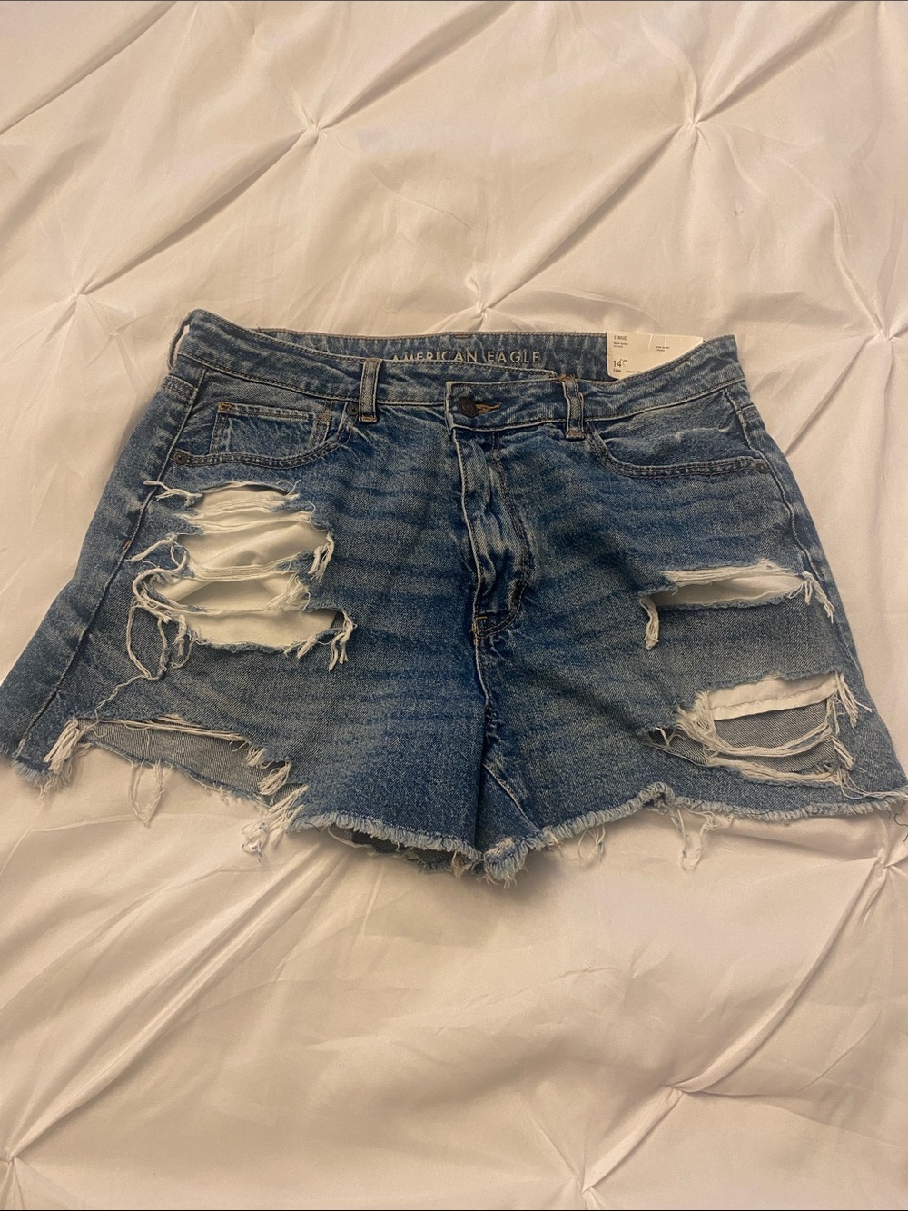 American Eagle Distressed Denim Shorts - Blue - Picture 9 of 10